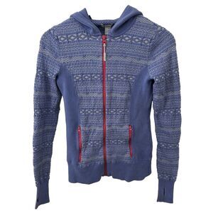 SKYR Full Zip Sweater Jacket Size XS Hooded Knit Print Periwinkle Purple